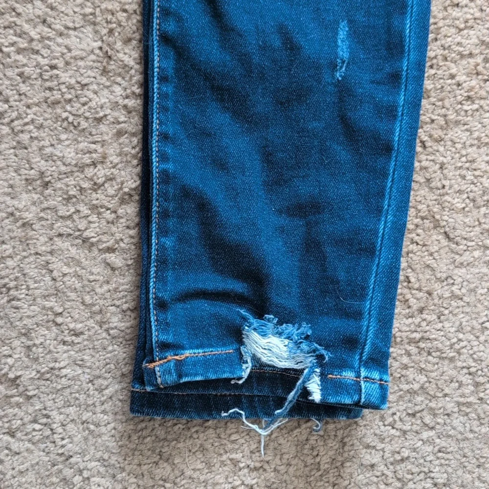 KanCan Women's Distressed Dark Blue Denim Jeans - Picture 6 of 8